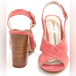 Chinese Laundry Coral Suede Crisscross Slingback Heels